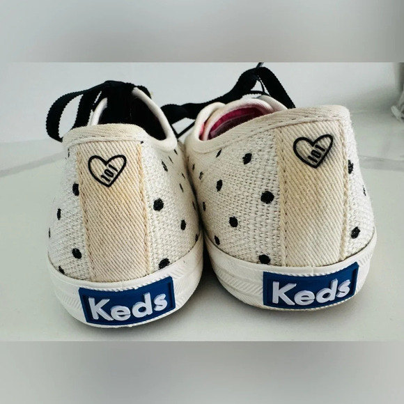 ❤️Taylor Swift KEDS off white black polka dot ribbon lace shoes sneakers 7 heart - Picture 5 of 7